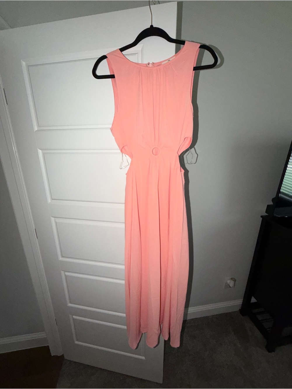 Impressions Peach Pink Sleeveless Maxi Dress with Waist Ring